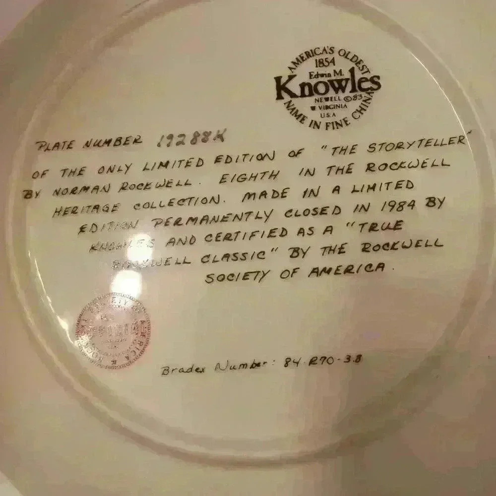 NORMAN ROCKWELL:THE STORYTELLER PLATE - Picture 2 of 2